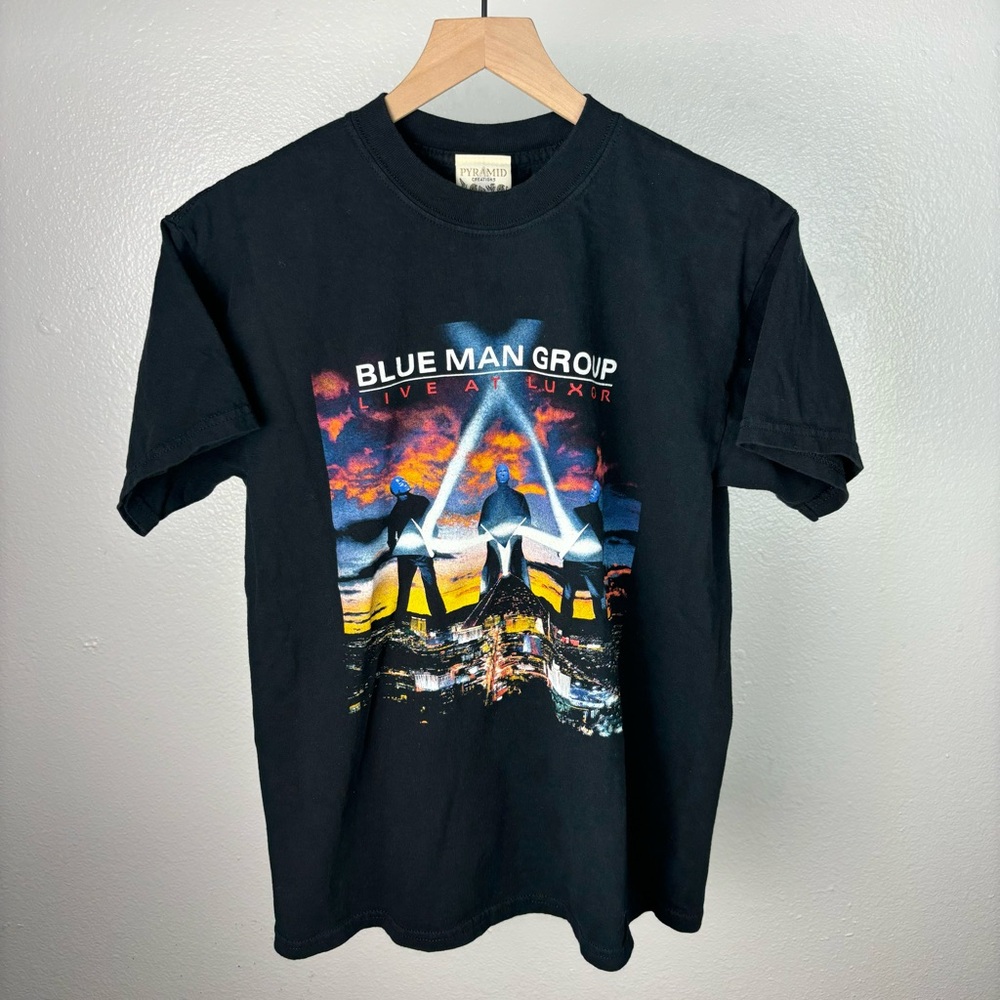 Vintage Blue Man Group T Shirt Size Medium Luxor Las Vegas Concert Band Tour 90s